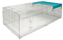 Stor Kaninhage 230cm med rymningskant undertill - MED solskydd